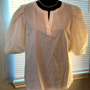 White Cotton puff sleeve top